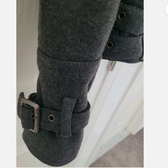 Yoki New York Biker Style Cropped Jacket Zip Up, Pockets, Charcoal Gray Size L - Picture 4 of 8